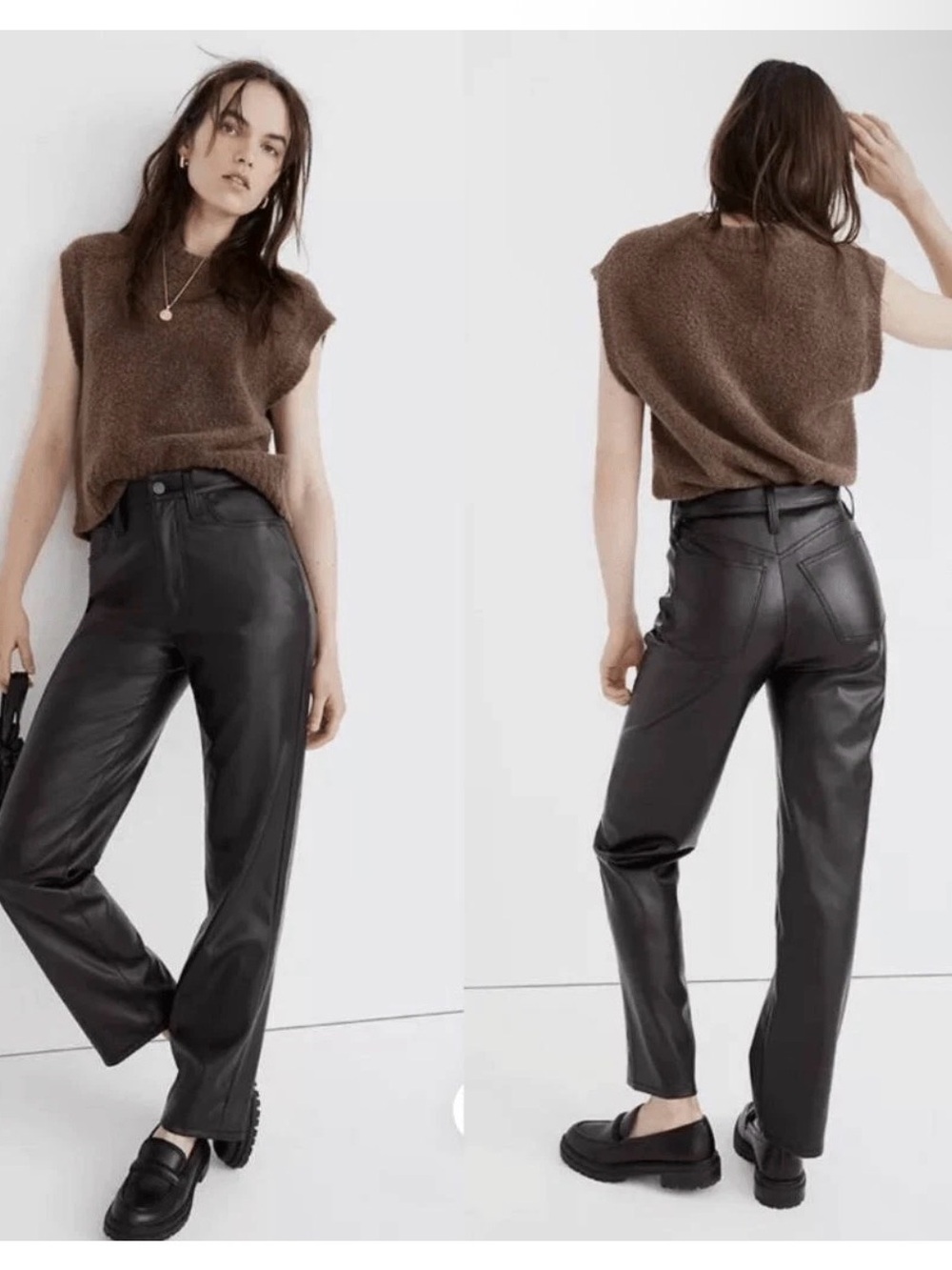 Madewell The Perfect Vintage Straight Jean, Faux Leather Edition 28